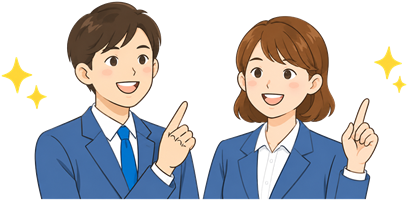 笑顔で働く従業員のイラスト